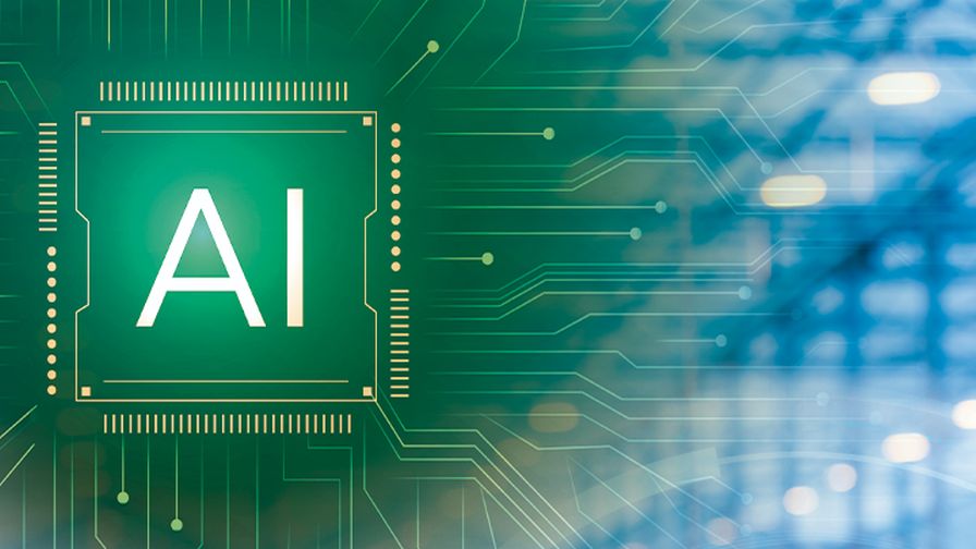 A computer chip with AI written on it for artificial intelligence