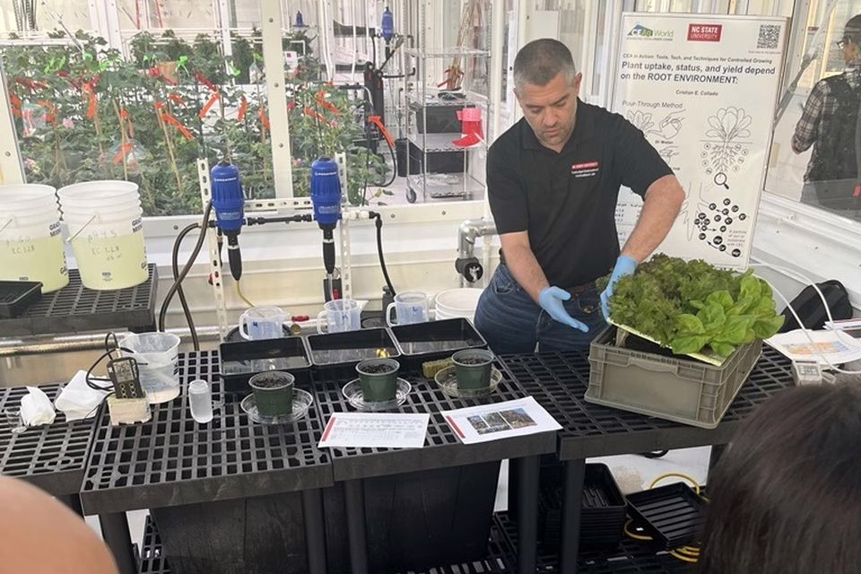 Station on irrigation at the CEAg World pre-conference workshop.