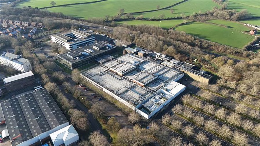 An aerial image of a data center.