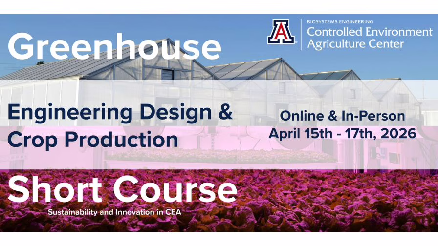 Banner for the 25th annual Greenhouse Crop Production & Engineering Design Short Course.