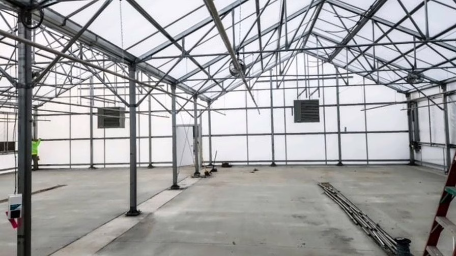 Construction work on a new Indiana University greenhouse build. | LLK Greenhouse Solutions
