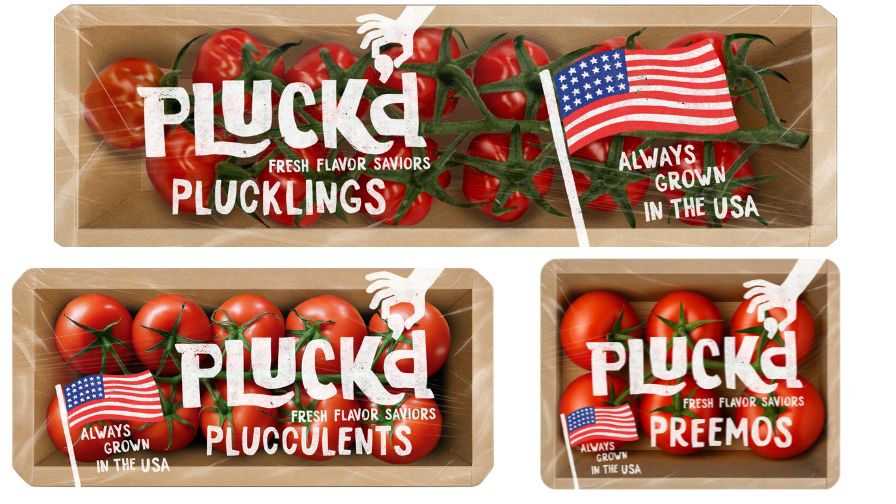 The Pluck’d TOV varieties are bred to prioritize flavor, while the packaging trumpets their U.S. provenance.